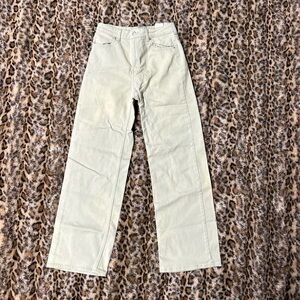 High waisted Straight leg light green jeans